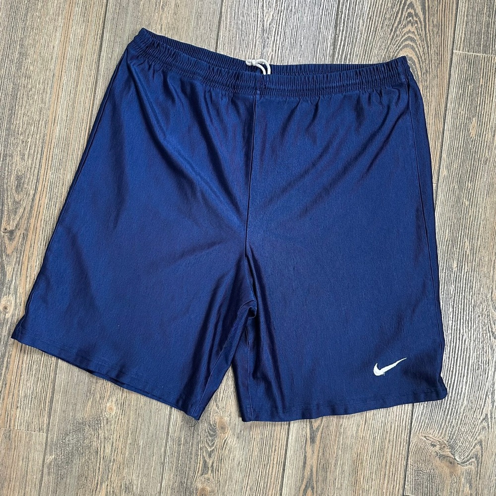 Nike Vintage 90s Athletic Shorts Large Navy Blue White Tag Shiny Silky Dazzle
